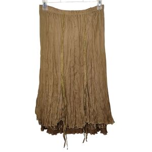 Pretty Angel Silk Midi Skirt Womens Medium Fairy Grunge Cottage Boho Lagenlook‎